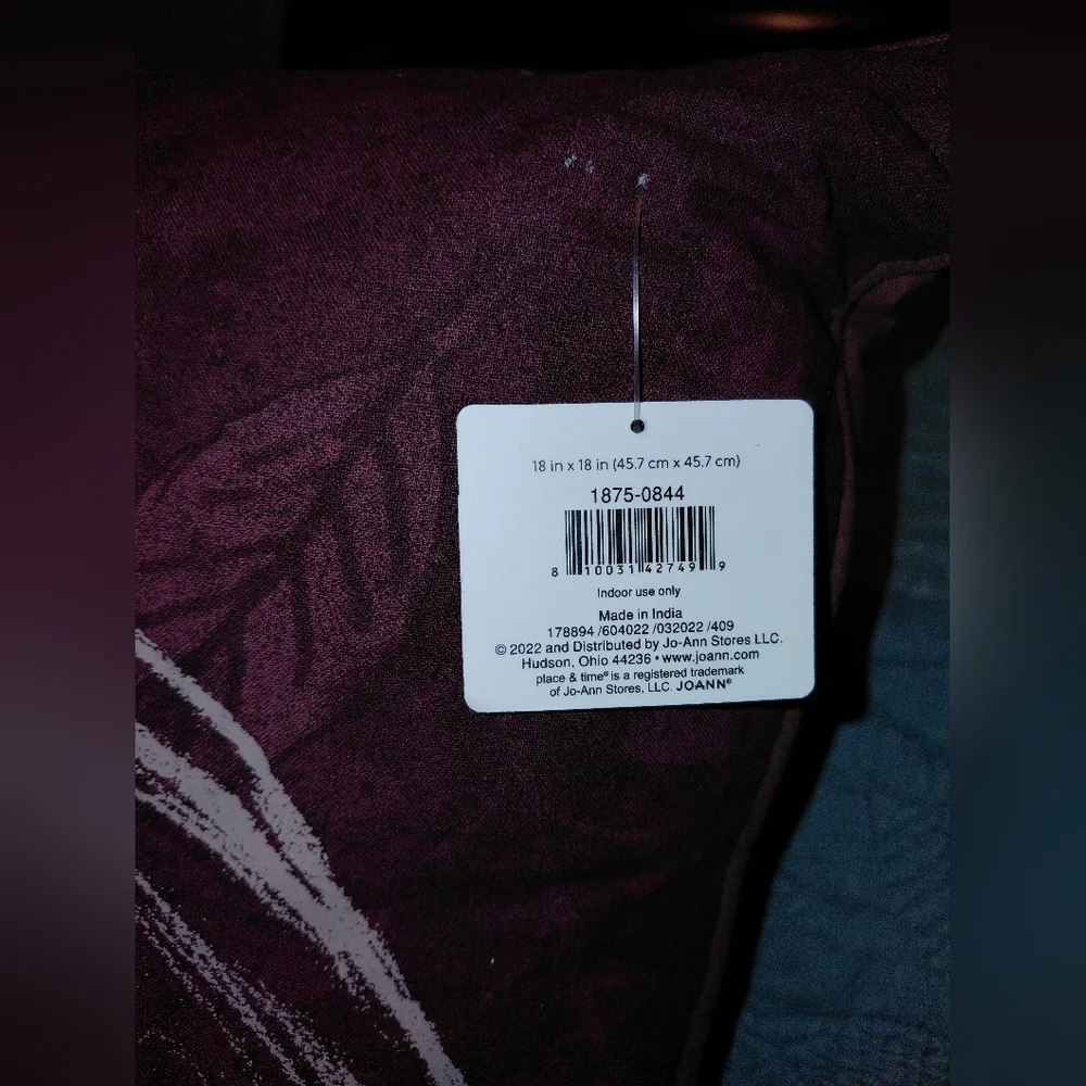 Pumpkin Hello Fall Pillow Burgundy NWT